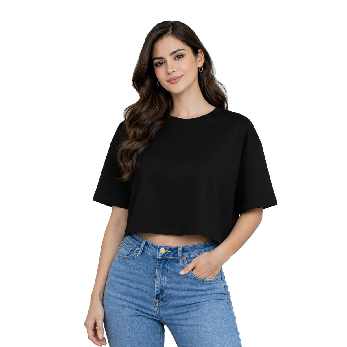 Women’s Plain Crop top Oversized Half Sleeve
