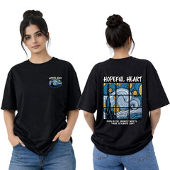 Women’s Oversized Graphic T-Shirt - Hopeful Heart (225 GSM heavyweight fabric)