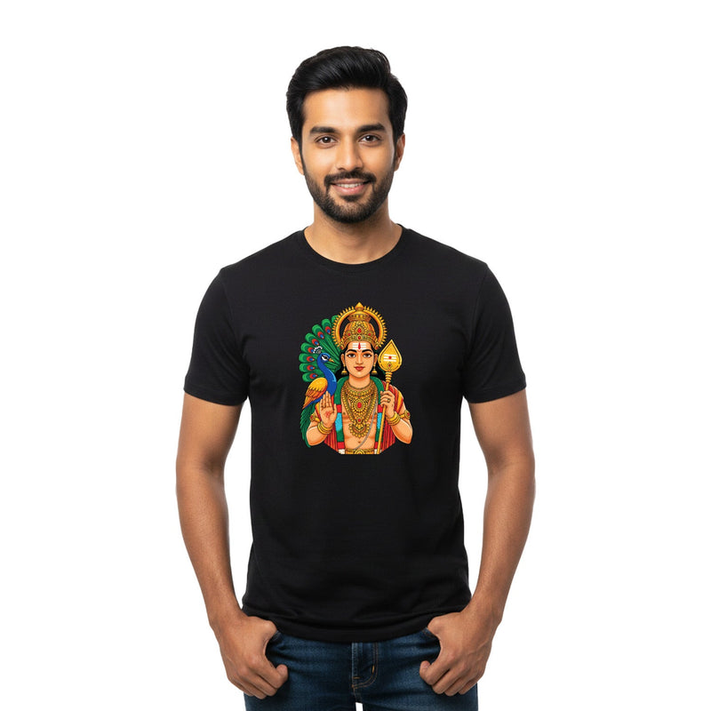 Men’s Graphic Print Round Neck T-Shirt- Murugan (170 GSM single jersey)