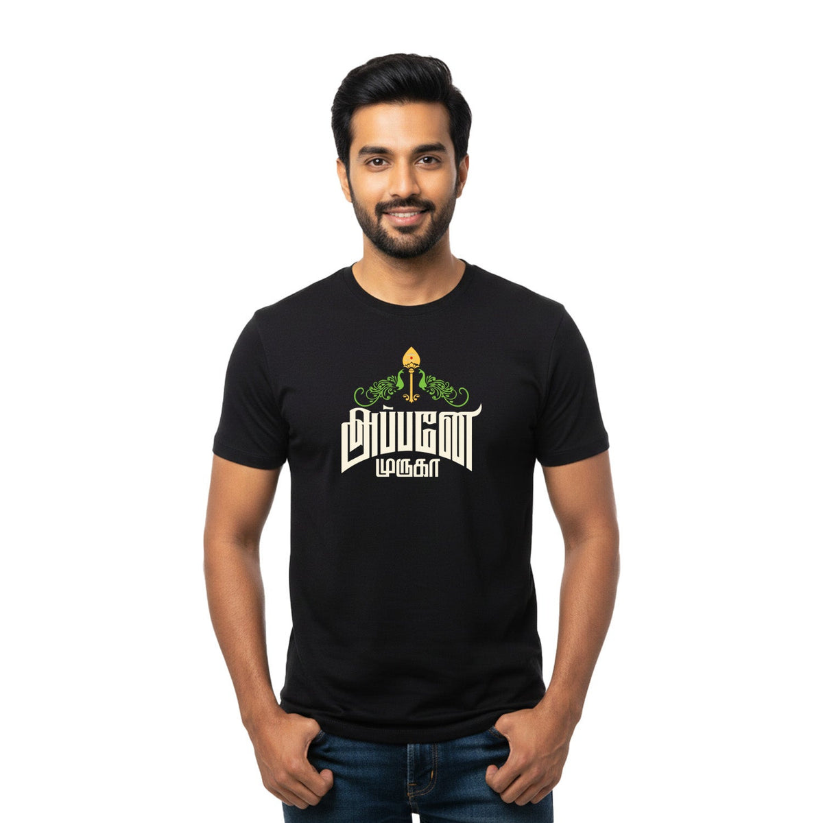 Men’s Graphic Print Round Neck T-Shirt- Murugan (170 GSM single jersey)