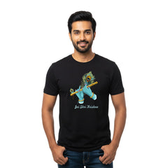 Men’s Graphic Print Round Neck T-Shirt- Krishna (170 GSM single jersey)