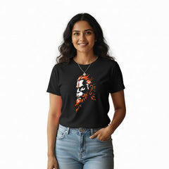 Women’s Graphic Print Round Neck T-Shirt- Hanuman(170 GSM single jersey)