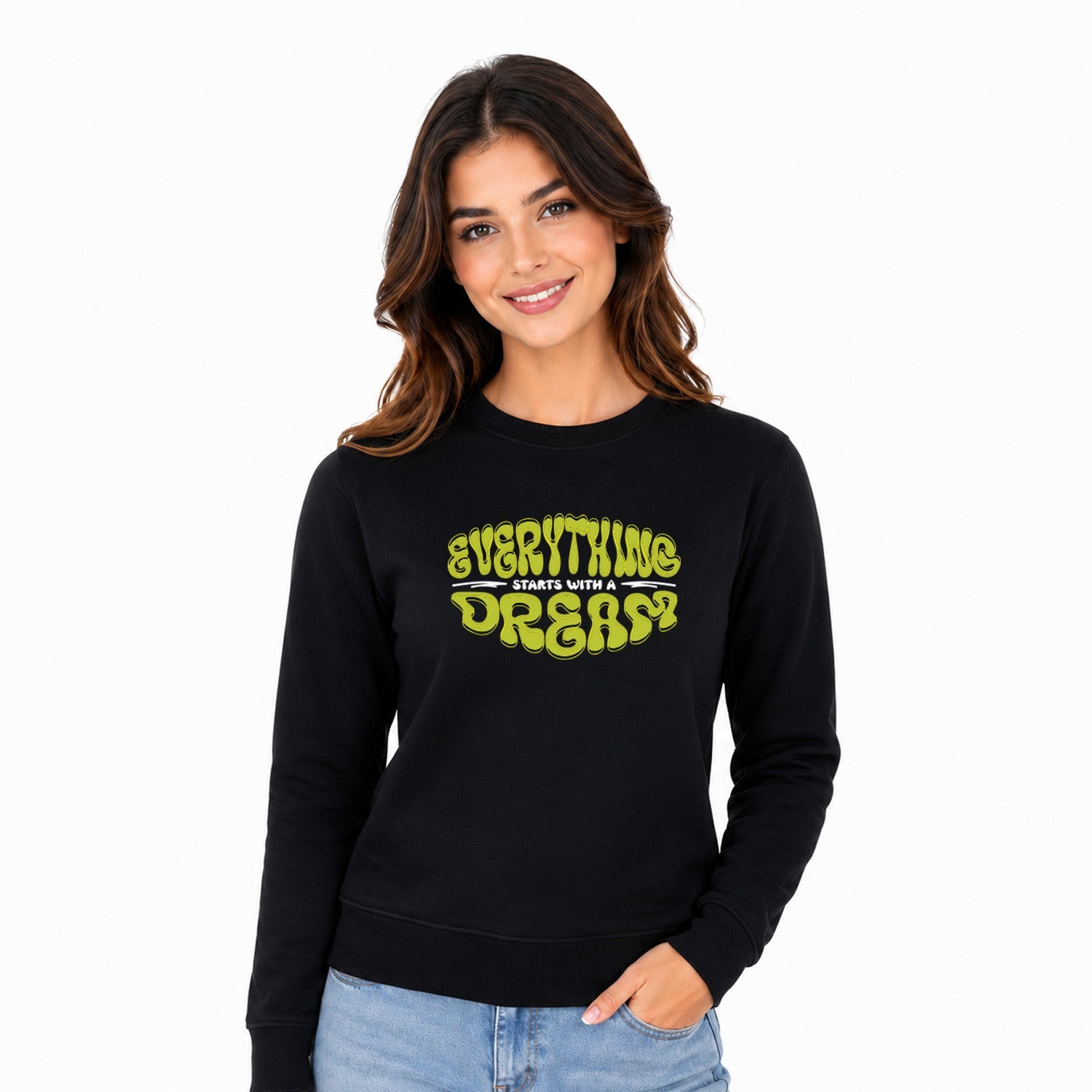 Women’s Graphic Print Round Neck Sweatshirt - 270 GSM