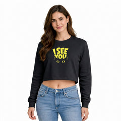 Women’s Oversized full Sleeve Crop Top - I see you (270 GSM French Terry)