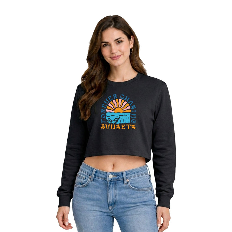 Women’s Oversized Full Sleeve Crop Top - Sunsets (270 GSM French Terry)