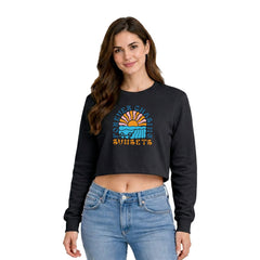Women’s Oversized Full Sleeve Crop Top - Sunsets (270 GSM French Terry)