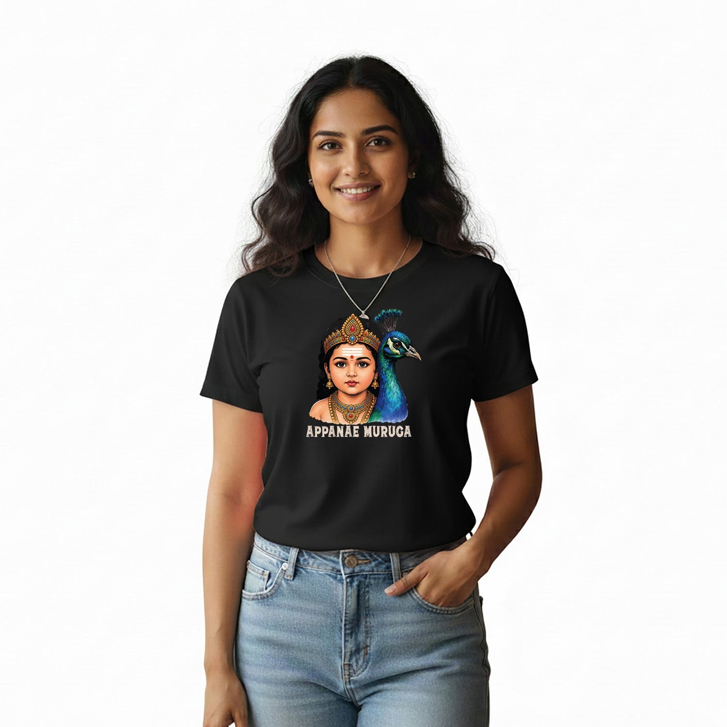 Women’s Graphic Print Round Neck T-Shirt- Murugan (170 GSM single jersey)
