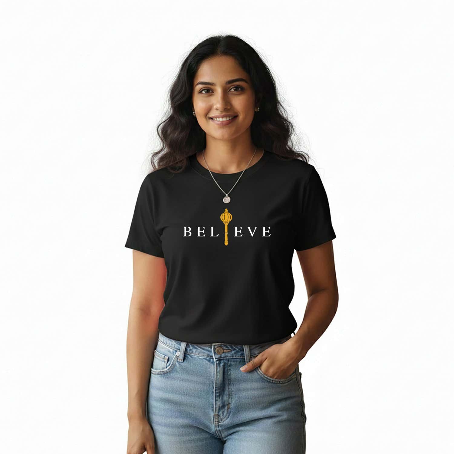 Women’s Graphic Print Round Neck T-Shirt- Hanuman(170 GSM single jersey)