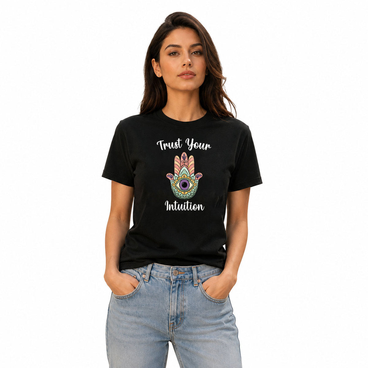 Women's Crew Neck t-shirt - Trust Your Intuition (170 GSM single jersey)