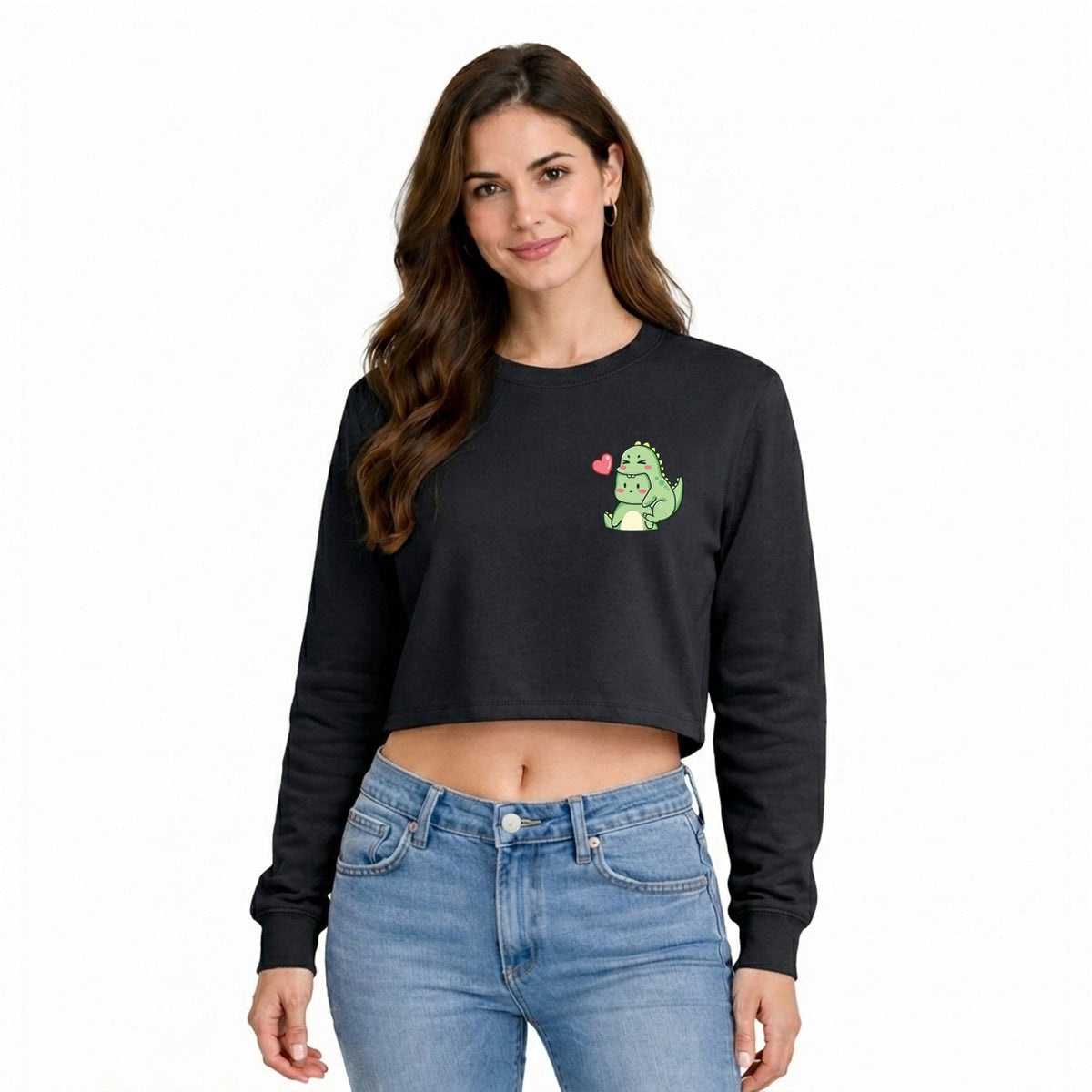 Women’s Oversized full Sleeve Crop Top - Dino (270 GSM French Terry)