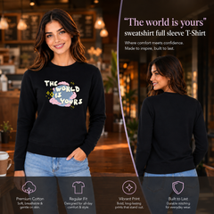 Women’s Graphic Print Round Neck Sweatshirt - 270 GSM