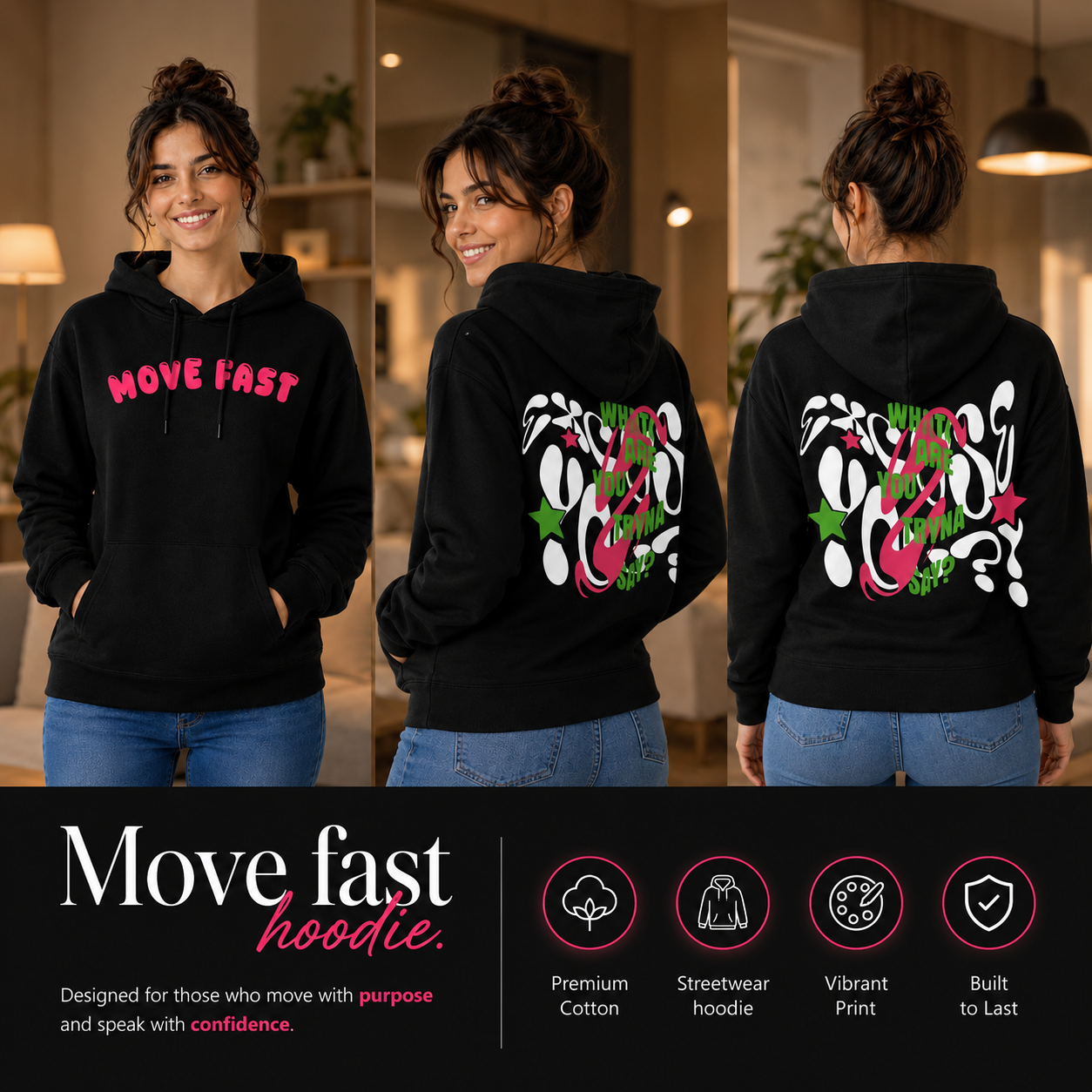 Women’s Hoodie - Move Fast (320 GSM)