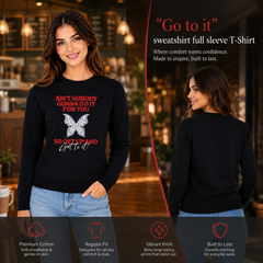Women’s Graphic Print Round Neck Sweatshirt - 270 GSM