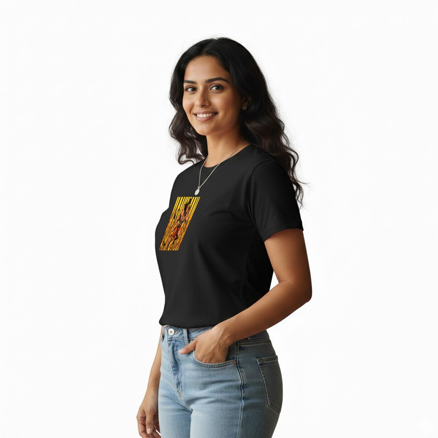 Women’s Graphic Print Round Neck T-Shirt- Hanuman(170 GSM single jersey)