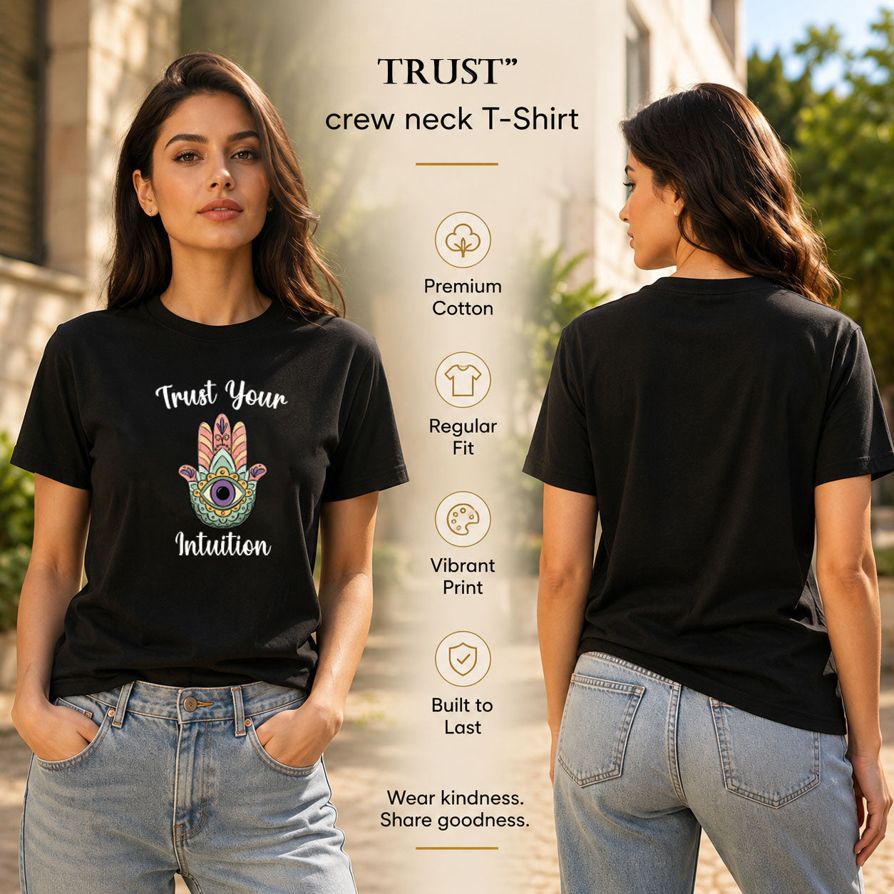 Women's Crew Neck t-shirt - Trust Your Intuition (170 GSM single jersey)