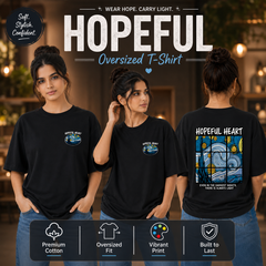 Women’s Oversized Graphic T-Shirt - Hopeful Heart (225 GSM heavyweight fabric)