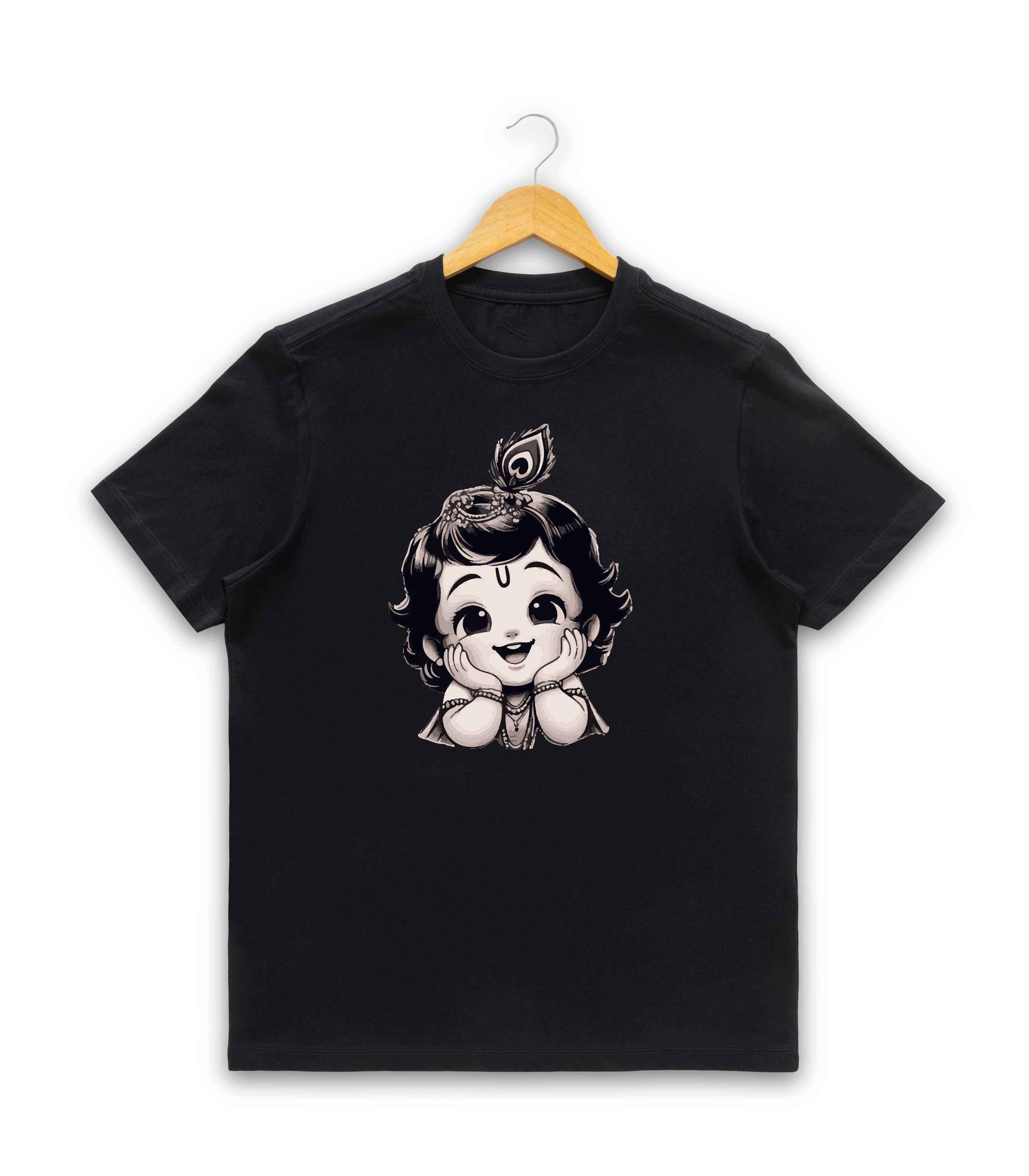 Women’s Graphic Print Round Neck T-Shirt- Krishna (170 GSM single jersey)