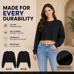 Women’s Plain Oversized Full Sleeve Crop Top
