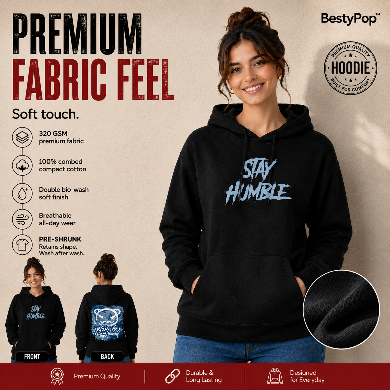 Women’s Hoodie Graphic print - Style Humble (320 GSM)