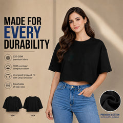 Women’s Plain Crop top Oversized Half Sleeve
