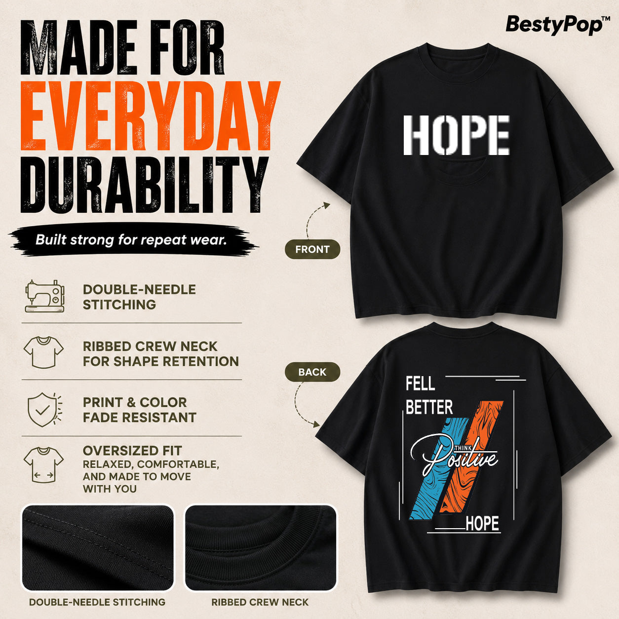 Women’s Oversized T-Shirt - Hope (225 GSM heavyweight fabric)