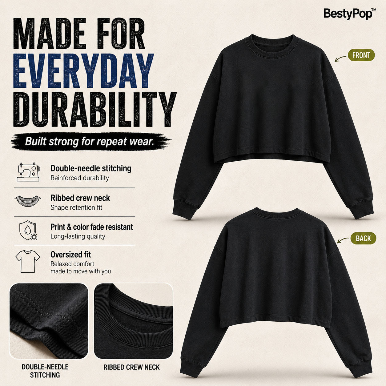 Women’s Plain Oversized Full Sleeve Crop Top