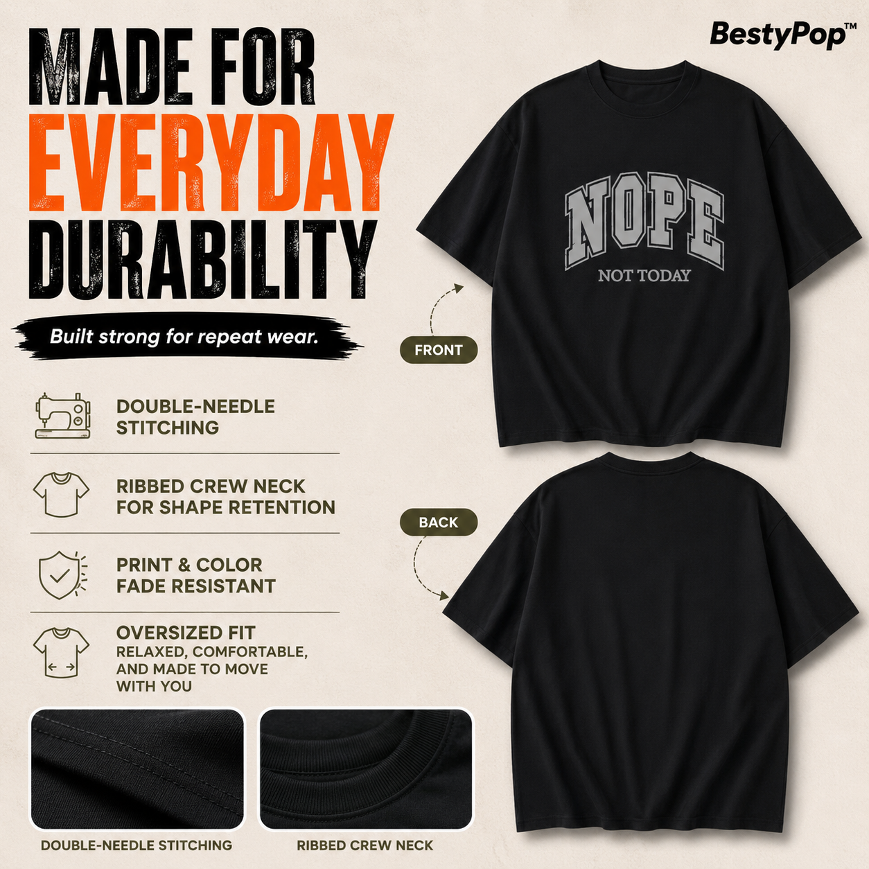 Women’s Oversized T-Shirt - Nope (225 GSM heavyweight fabric)