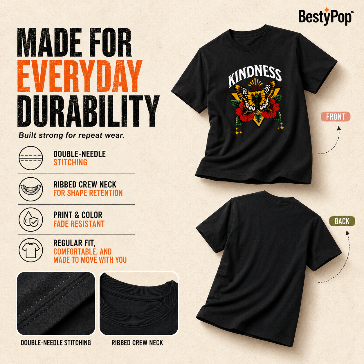Women's Crew Neck t-shirt - Kindness (170 GSM single jersey)