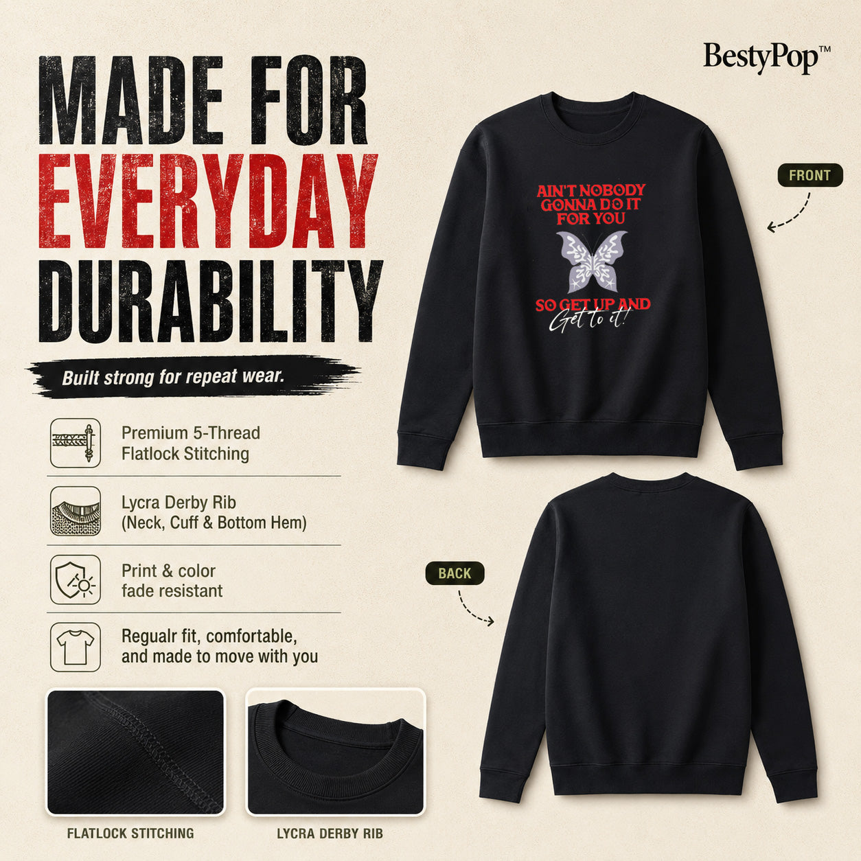 Women’s Graphic Print Round Neck Sweatshirt - 270 GSM