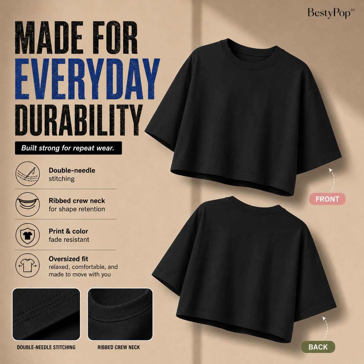 Women’s Plain Crop top Oversized Half Sleeve