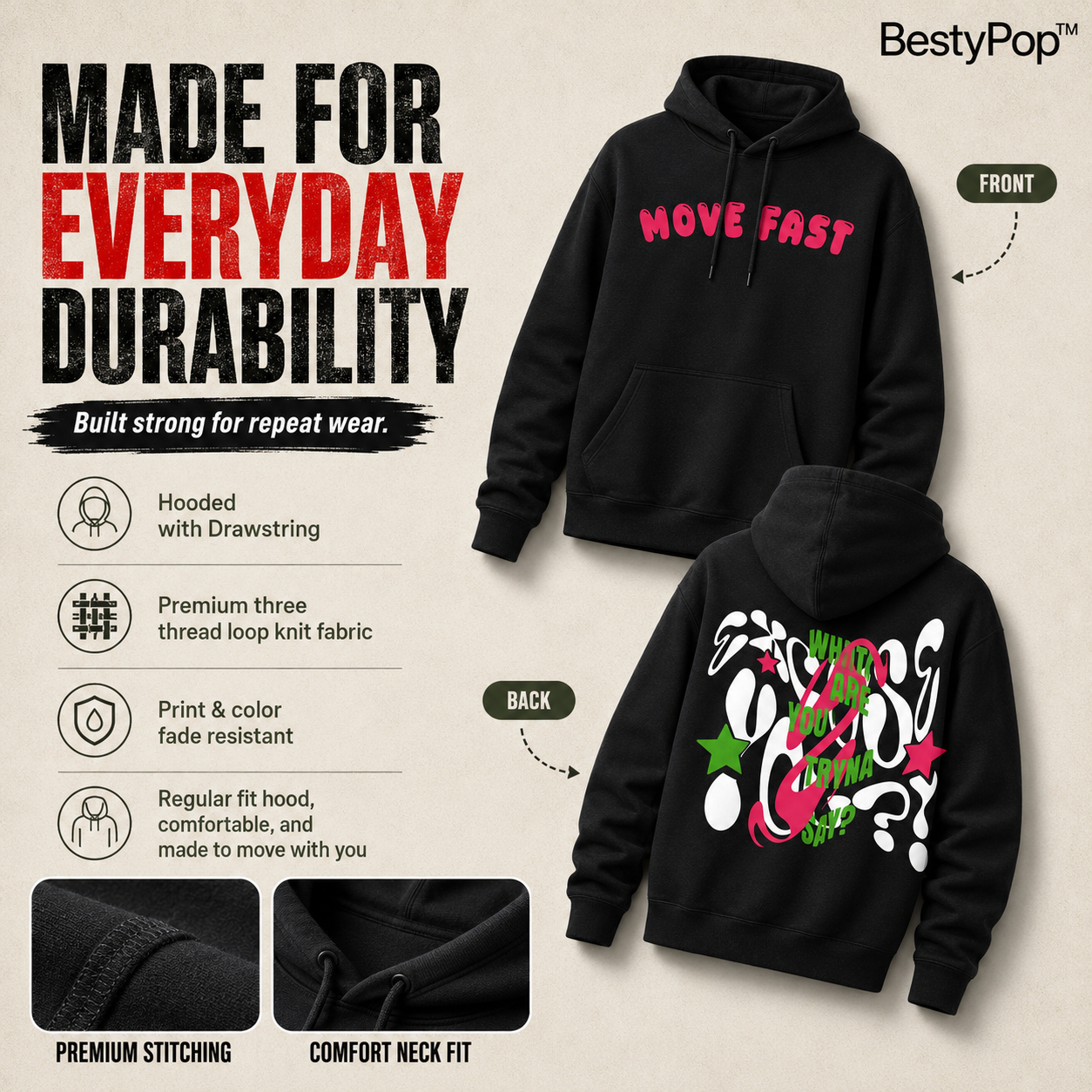 Women’s Hoodie - Move Fast (320 GSM)