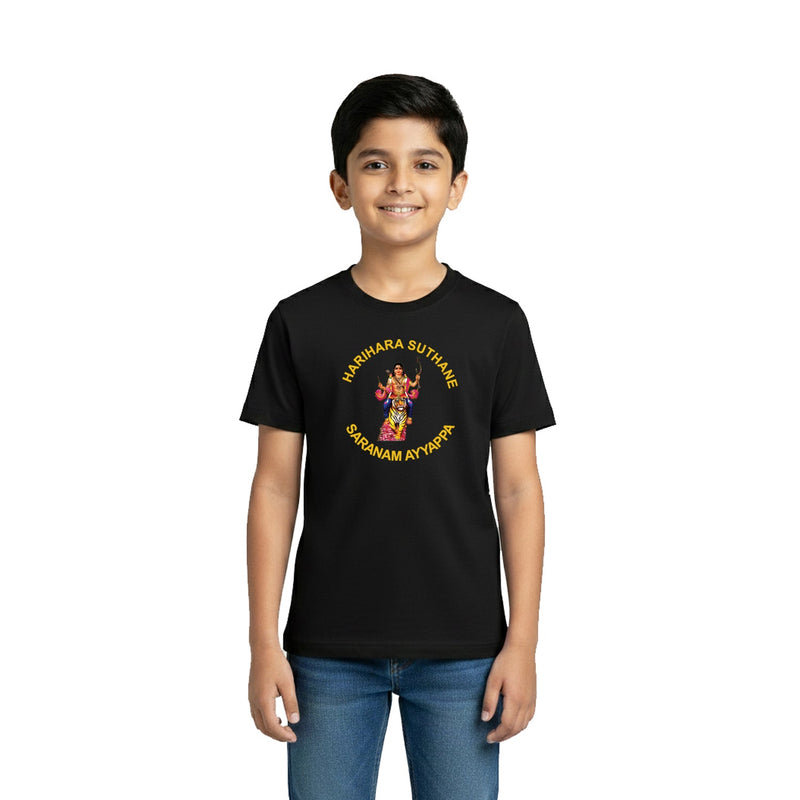 Boy's Graphic Print Round Neck T-Shirt- Ayyappan