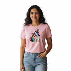 Women’s Graphic Print Round Neck T-Shirt- Krishna (170 GSM single jersey)