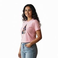 Women’s Graphic Print Round Neck T-Shirt- Krishna (170 GSM single jersey)