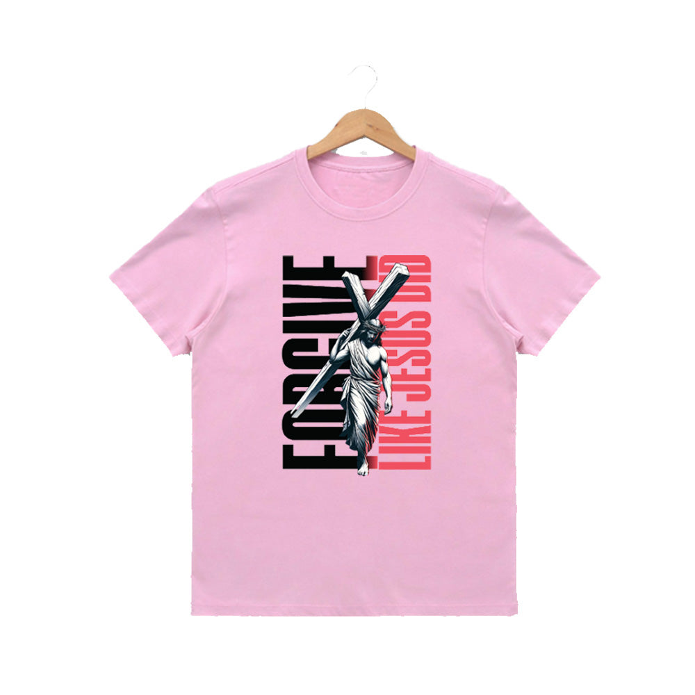 Women’s Graphic Print Round Neck T-Shirt-Jesus(170 GSM single jersey)