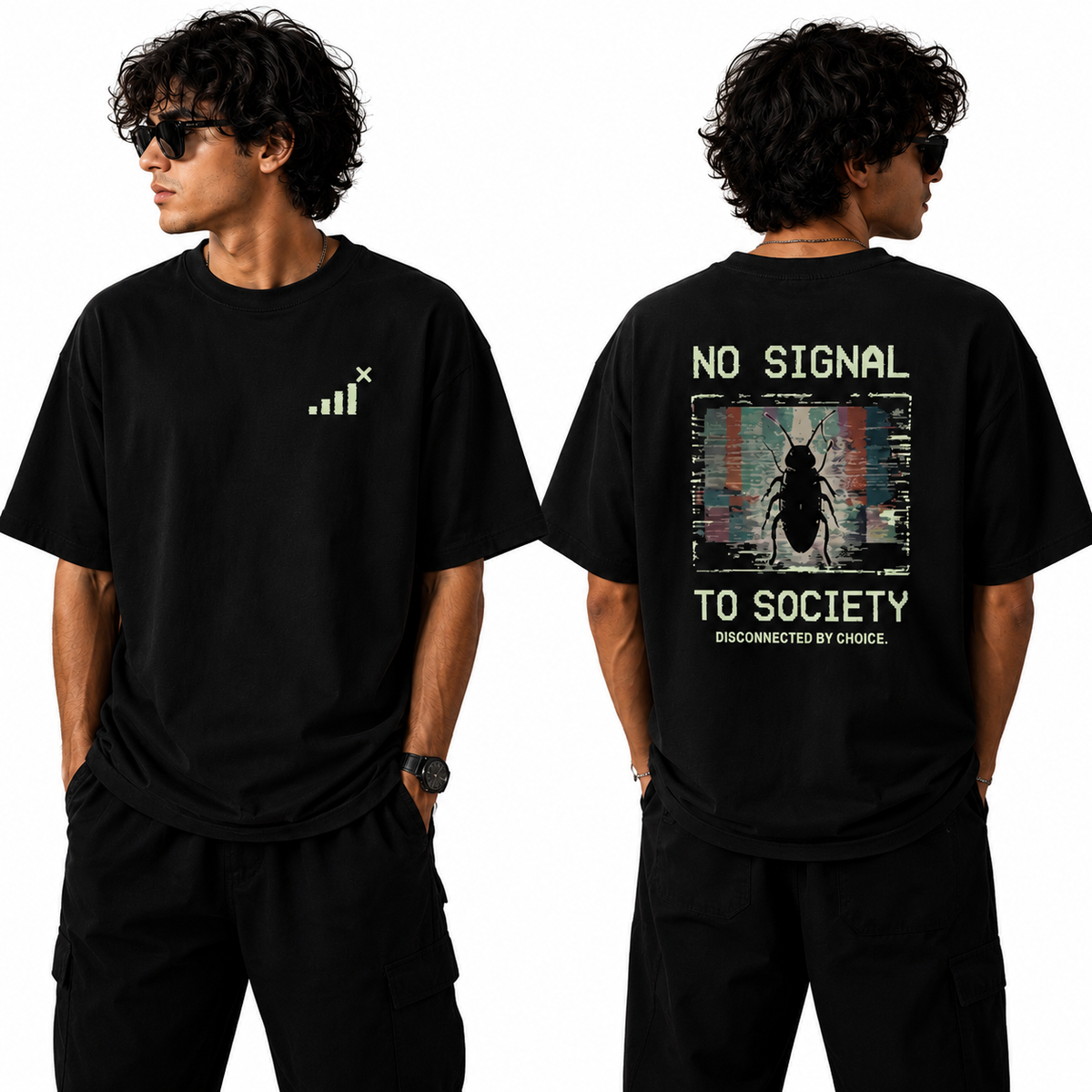 Men’s Oversized T-Shirt - No Signal (225 GSM heavyweight fabric)