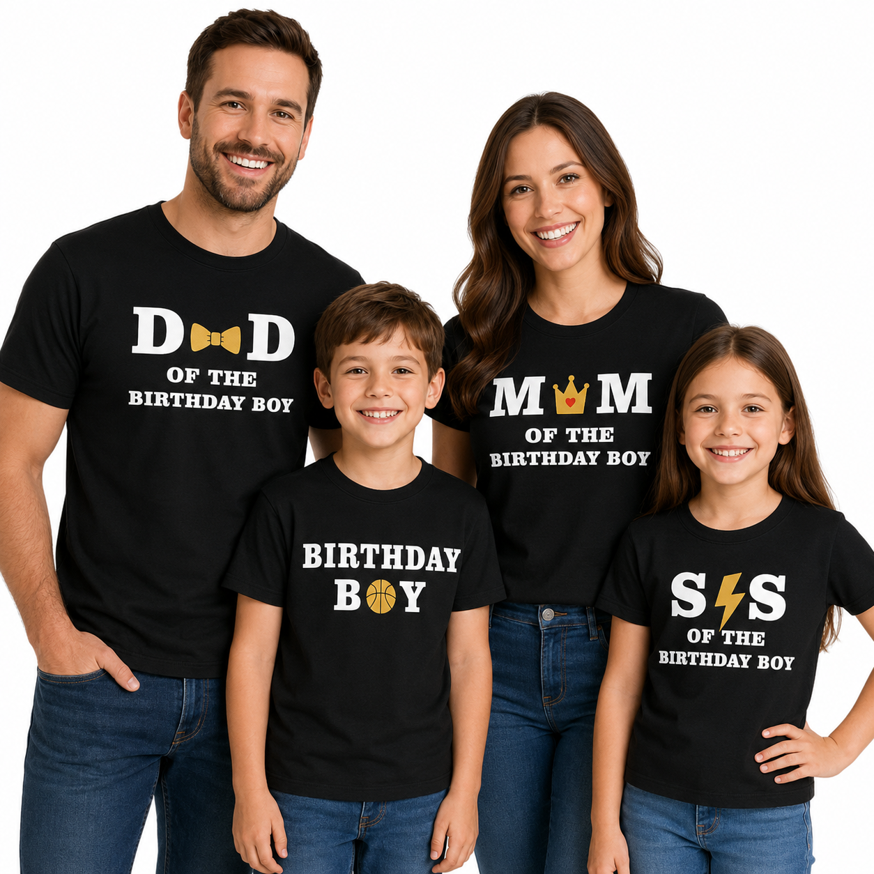 Birthday Boy Family Matching Round Neck T-Shirts For Dad - (170 GSM) single jersey