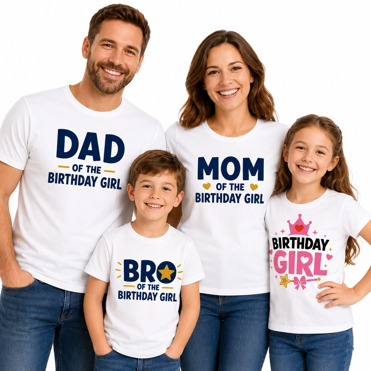 Birthday Girl Family Matching Round Neck T-Shirts For Daughter - (170 GSM) single jersey