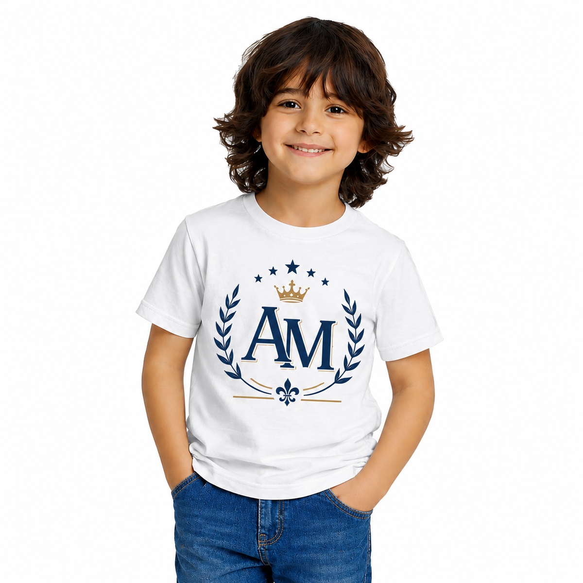 Boy’s Graphic Print Round Neck T-Shirt- AM Designs
