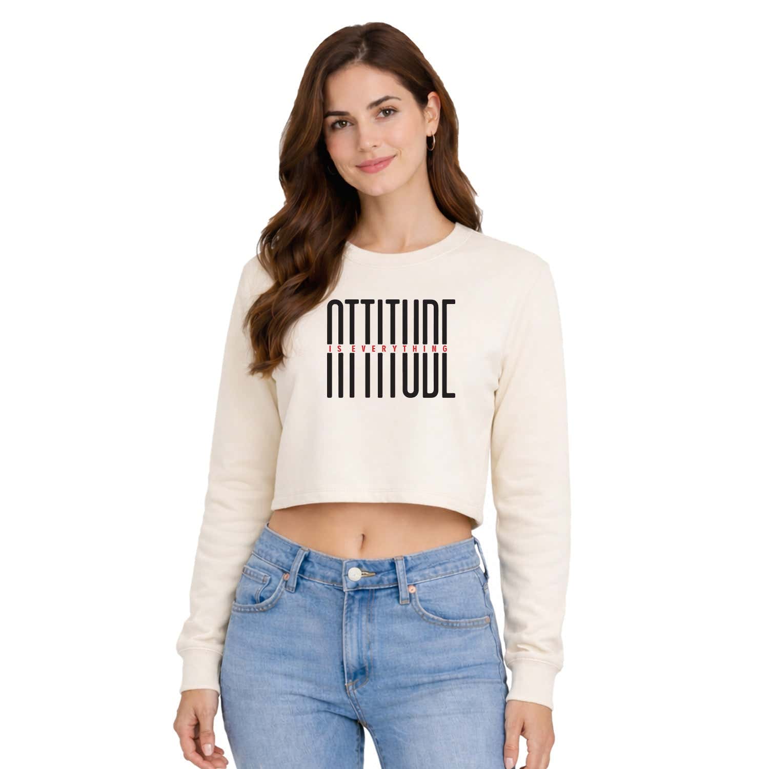 Women’s Oversized full Sleeve Crop Top - Attitude (270 GSM French Terry)
