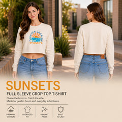 Women’s Oversized Full Sleeve Crop Top - Sunsets (270 GSM French Terry)