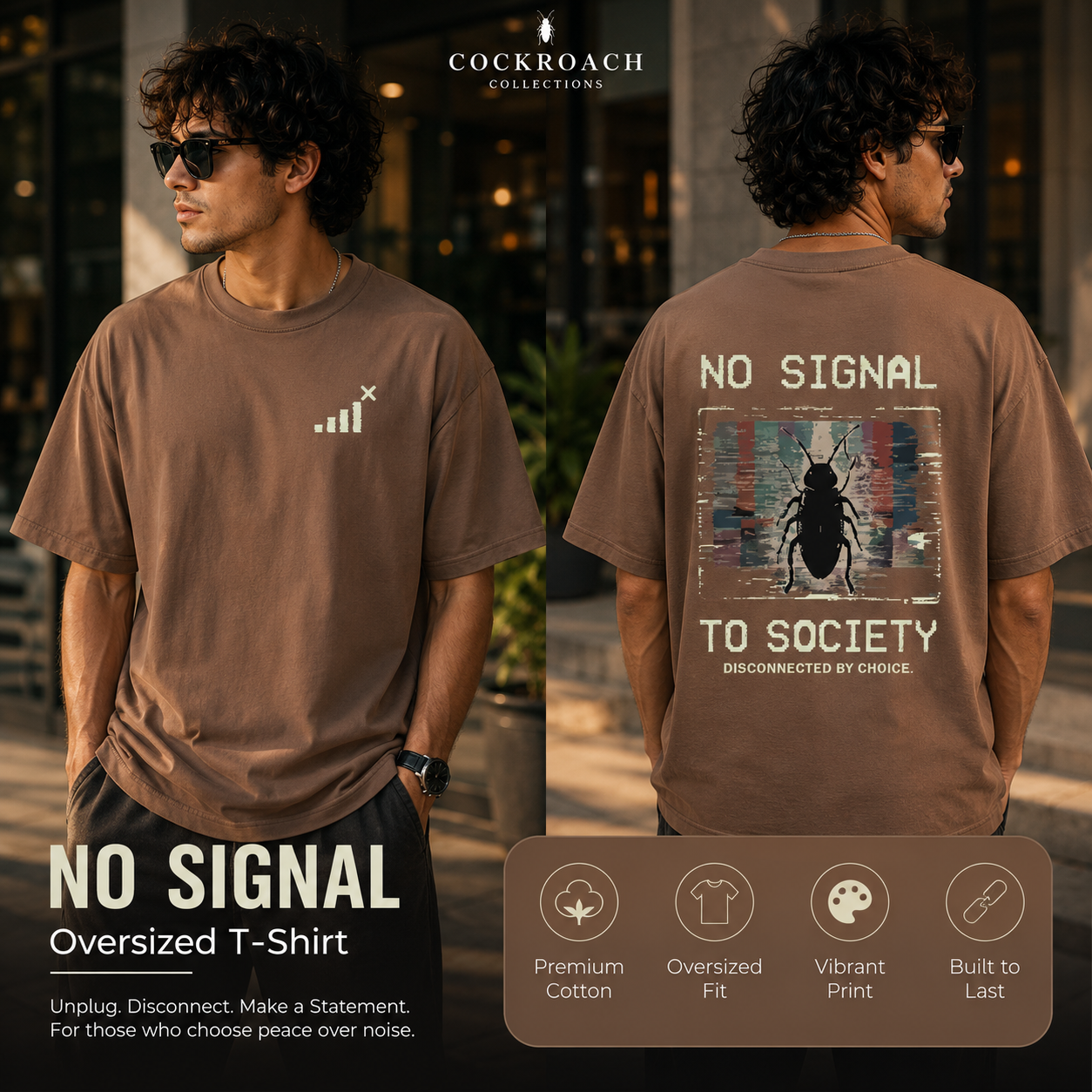 Men’s Oversized T-Shirt - No Signal (225 GSM heavyweight fabric)
