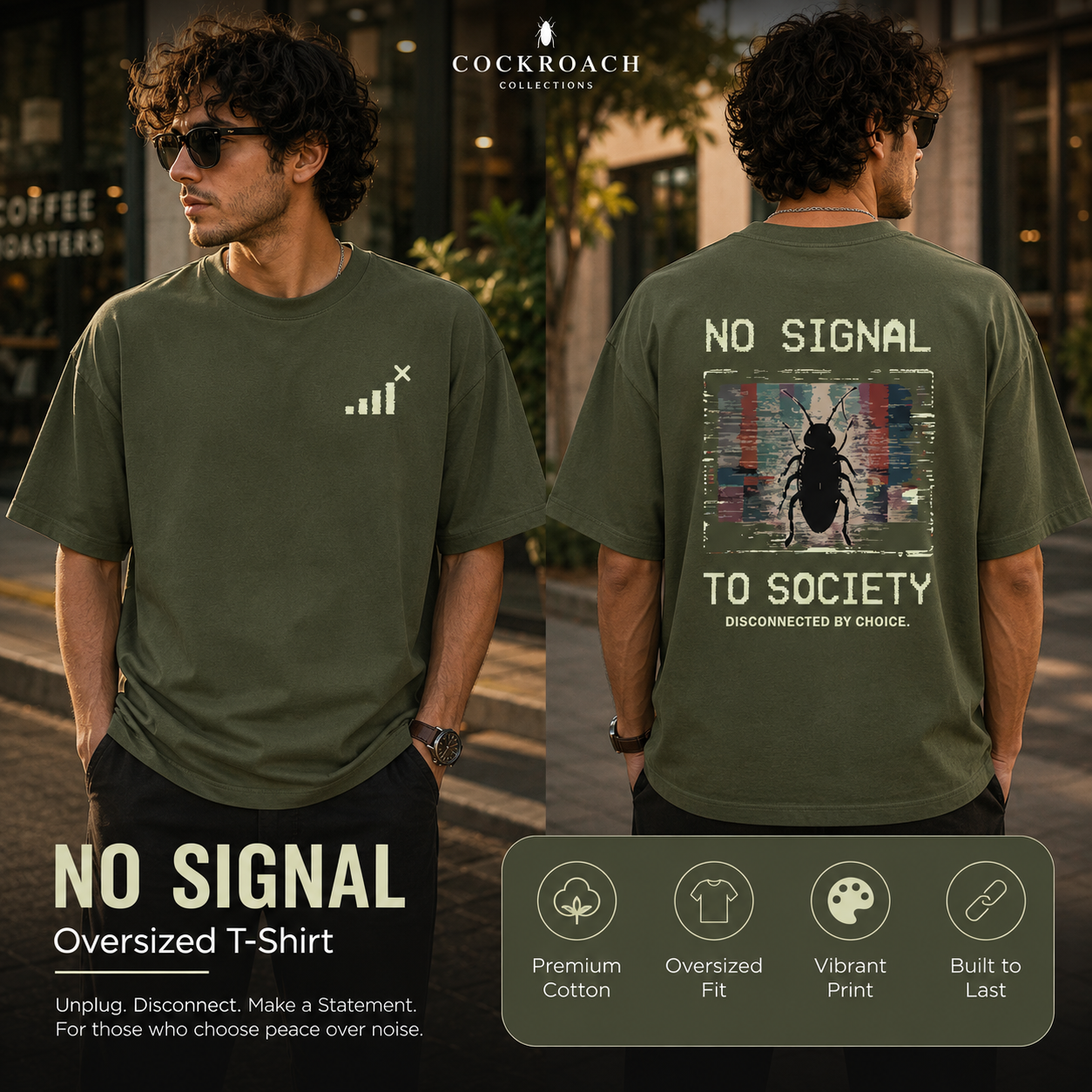 Men’s Oversized T-Shirt - No Signal (225 GSM heavyweight fabric)