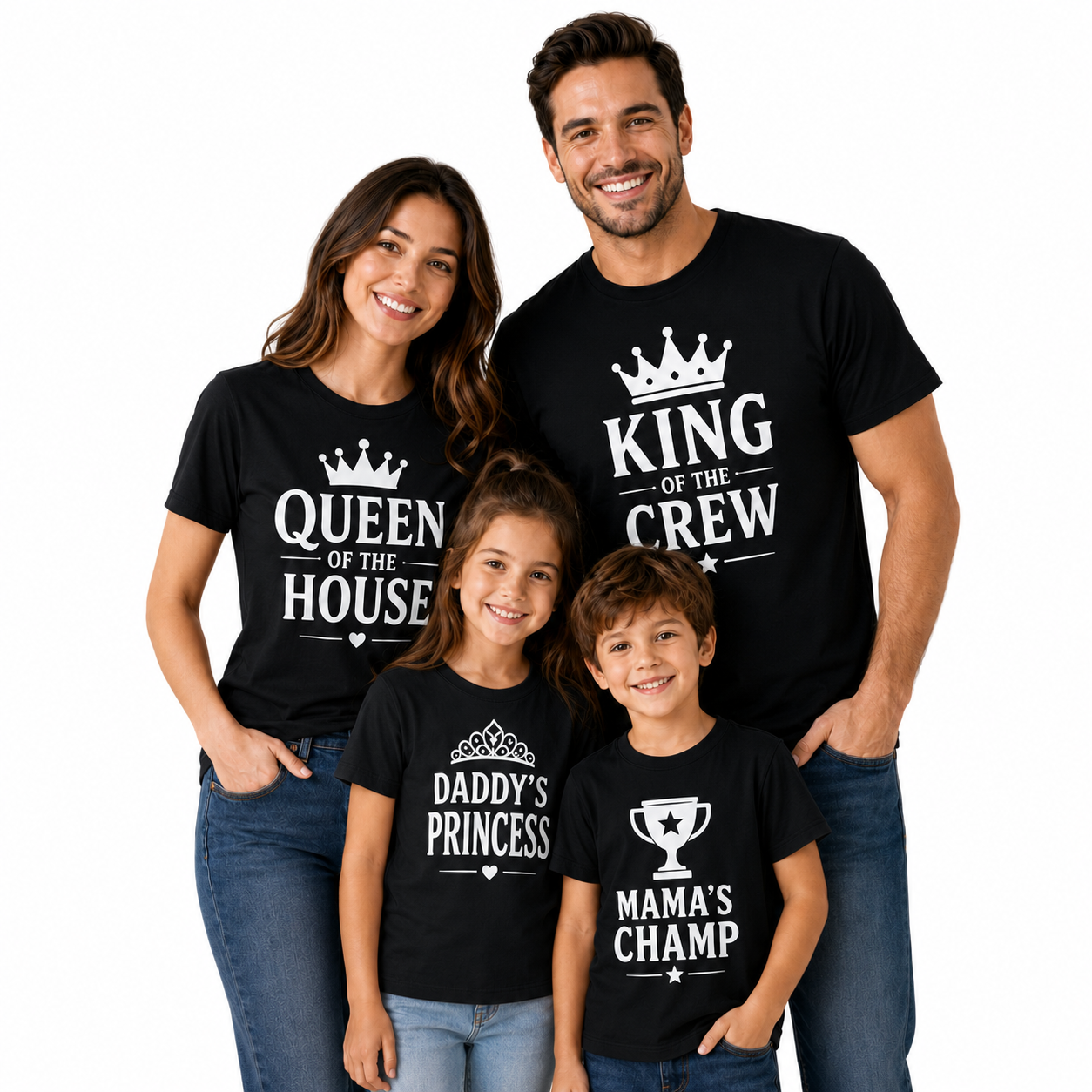 Family Matching Round Neck T-Shirt for Dad – King of the crew - (170 GSM) single jersey