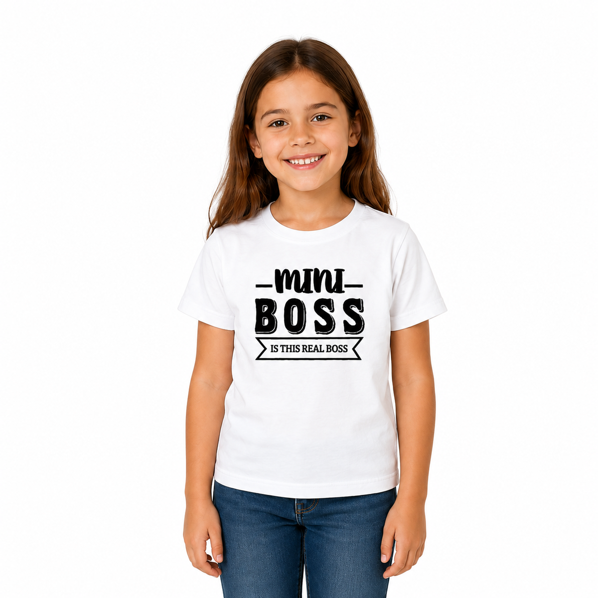 Family Boss Matching Round Neck T-Shirt for Daughter – Mini Boss - (170 GSM) single jersey