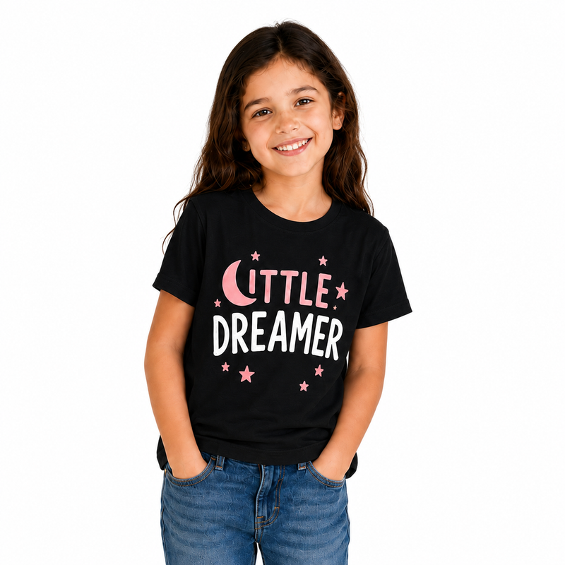 Adventure Family Matching Round Neck T-Shirt for Daughter –Little Dreamer- (170 GSM) single jersey
