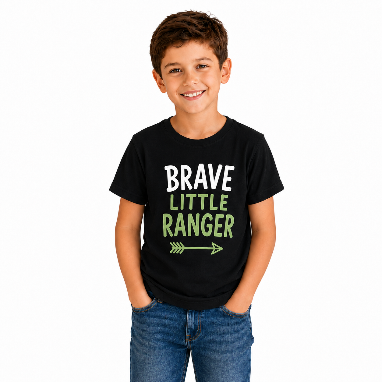 Adventure Family Matching Round Neck T-Shirt for Son –Brave Little Ranger- (170 GSM) single jersey