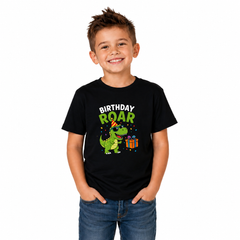 Dino Birthday Party Family Round Neck T-Shirts For Son - (170 GSM) single jersey