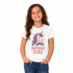 Matching Family Unicorn Birthday Round Neck T-Shirts For Daughter - (170 GSM) single jersey