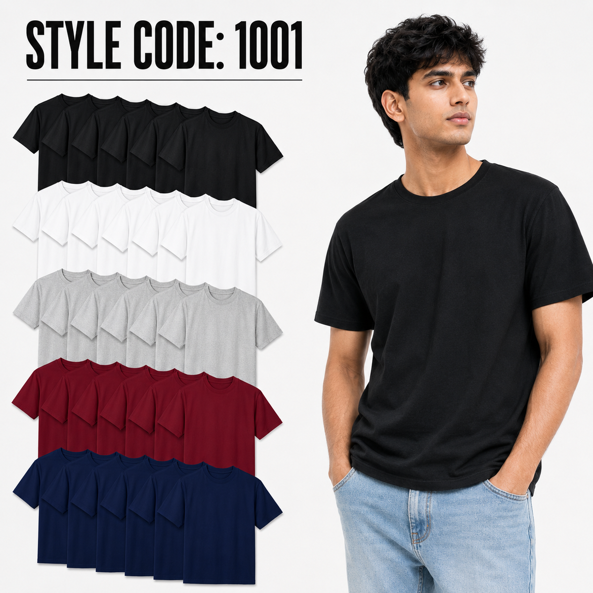 Bulk Men’s Round Neck T-Shirt - 170 GSM single jersey